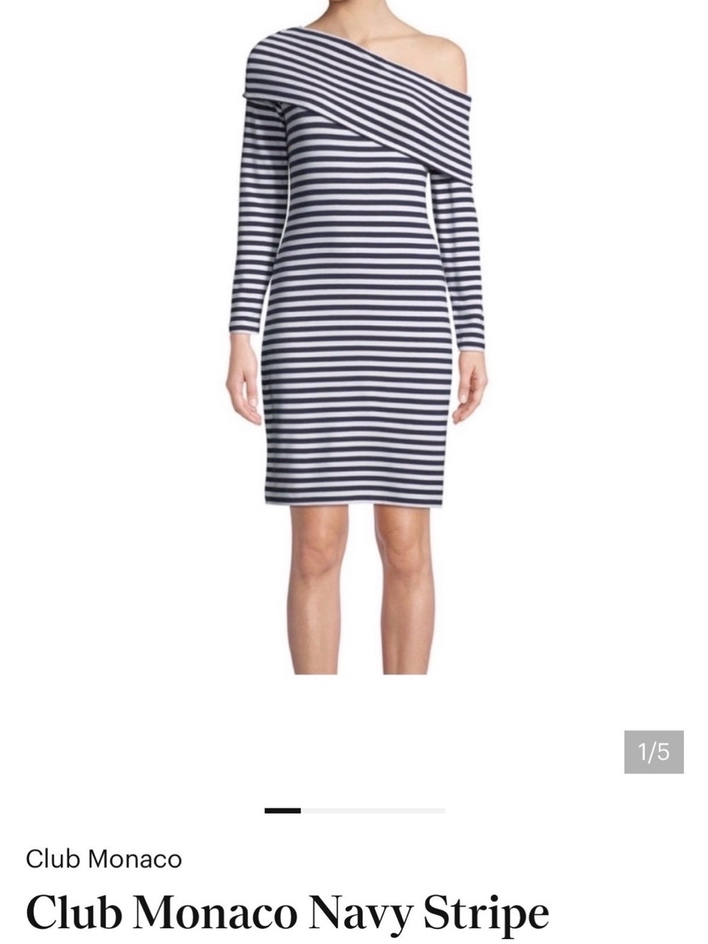 Club Monaco Navy & White Striped Skarlie One-Shoulder Sheath Dress XS NWT